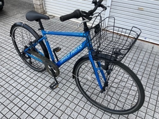 クロスバイク】700x32cタイヤ7段変速付チェーン新品❗️泥除け、前カゴ 