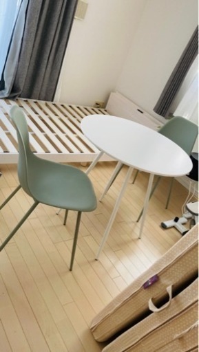 受け渡し者決定LOWYA ダイニングテーブルセット 2人掛け（3点）