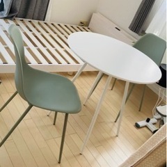 受け渡し者決定LOWYA ダイニングテーブルセット 2人掛け（3点）  の画像