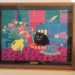 ジュディス ガイガー 黒猫シルクプリント 原画1点物《美術品》