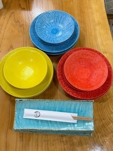 美濃焼　とちり丸皿　彫り大長皿　SHOKKIDANA