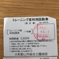 トレーニング室利用回数券（大和郡山市総合公園施設）の画像