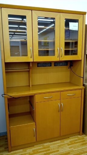 ★ジモティ割あり★  食器棚 ナチュラル H195×D44×W120 クリーニング済み YJ443