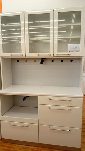 ★ジモティ割あり★  レンジボード ホワイト H195.5×D44.5×W120 クリーニング済み YJ446