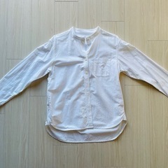 洗いざらしオックススタンドカラーシャツ婦人Ｍ・白の画像