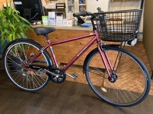 【SALE！通常価格より¥1000引き！前後タイヤ新品！】LEDオートライト　6段変速　27インチ自転車　ワインレッド　名古屋プレミアム商品券×金鯱マネー参加店舗