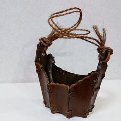 【成立終了】🎋風流風雅な竹細工の花入れ🌿麻紐付き♻️〜昭和初期以...