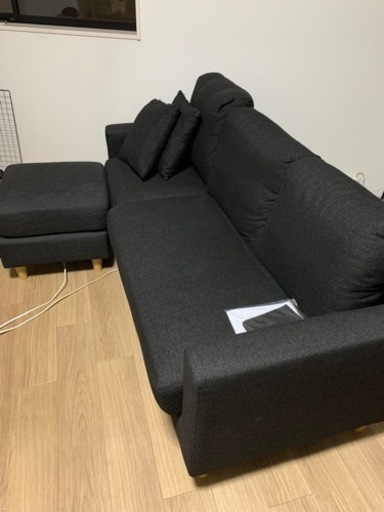 【お譲り先決まりました】レイアウト自在カウチソファー/オットマン、クッション2個付き