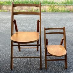 木製折りたたみチェア・大小２個セット