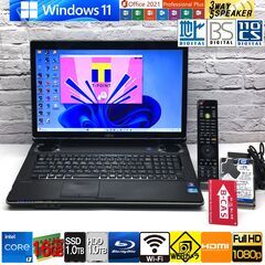 美品★地デジ★17.3型FHD液晶★メモリ16GB/新品SSD1...