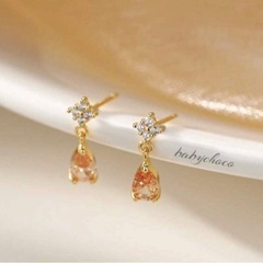 ピアス　オレンジ涙ピアスゴールドの画像