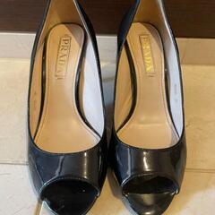 ❤️プラダ❤️PRADA❤️パンプス❤️オープントゥ❤️黒❤️エ...