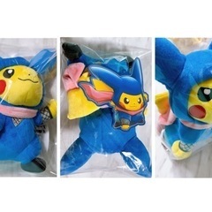 【最安値】ピカチュウ 限定 ぬいぐるみ 忍者 歌舞伎風 桜アフロ 3種類セットの画像