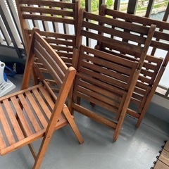 イス　木製　折り畳めます　4つの画像