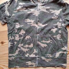半袖迷彩柄フルジップパーカーキッズMアーミー子どもの画像