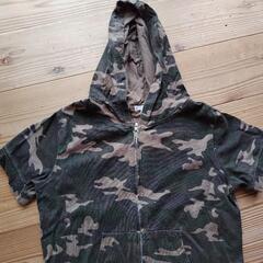 半袖迷彩柄フルジップパーカーキッズMアーミー子どもの画像