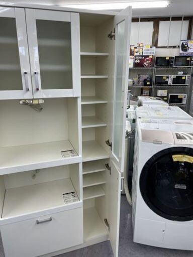 レンジボード 1本物 幅85×奥行40×高さ180.5ｃｍ ホワイト 白 食器棚 キッチン収納 札幌市手稲区