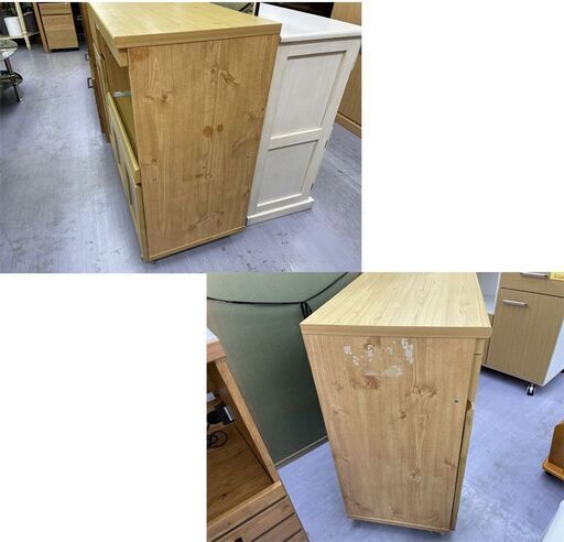 キャスター付き キッチンボード 幅89.5ｃｍ キッチンカウンター 食器棚 レンジボード 札幌市手稲区