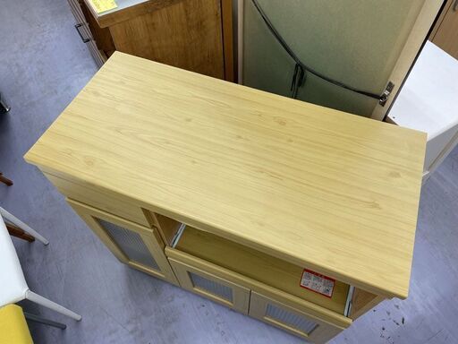 キャスター付き キッチンボード 幅89.5ｃｍ キッチンカウンター 食器棚 レンジボード 札幌市手稲区