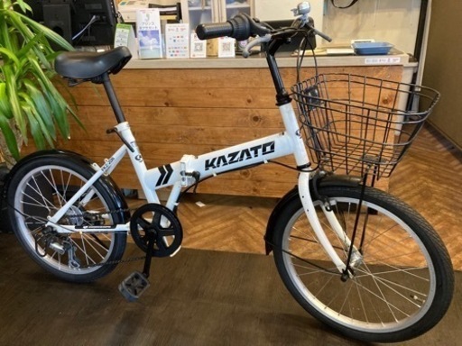 【SALE！通常価格より¥1000引き！】6段変速　カゴ付き20インチ折りたたみ自転車　ホワイト　名古屋プレミアム商品券×金鯱マネー参加店舗