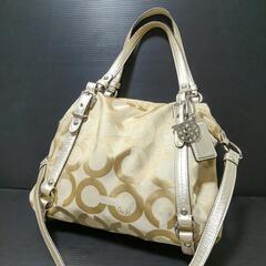 美品🟨COACHコーチ／オプアートショルダーストラップ付２WAYバック
