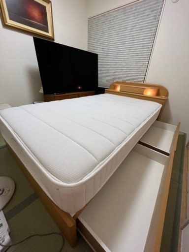美品ニトリ収納付きセミダブルベッドとNsleepマットレスセット