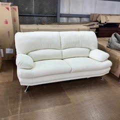 未使用品 訳あり品 未使用品3人用ソファー アイボリー色 合成