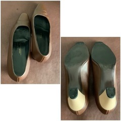 ブルーノマリ【23㎝位】バイカラーパンプス☆クリーニングお手入れ済みの画像