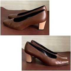 ブルーノマリ【23㎝位】バイカラーパンプス☆クリーニングお手入れ済みの画像