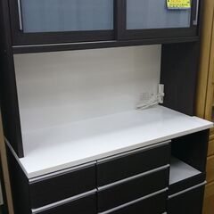 (120cm 幅）ニトリ　2面レンジボード　120ｃｍ幅　キッチン家具　上下分割可　　白/ブラウン　高く買取るゾウ八幡東店（