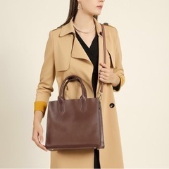 新品2wayレザートートハンドバッグ 斜め掛けショルダーバッグ男女問わず使える大人色の画像