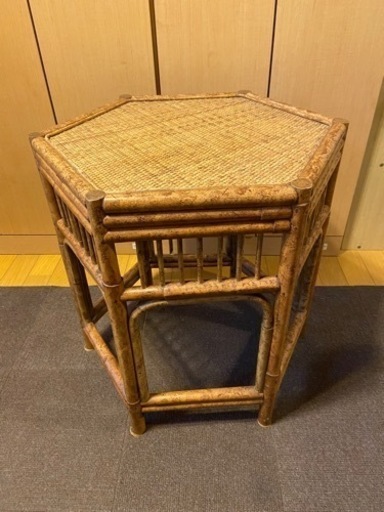 ラタン　テーブル　サイドテーブル　花台　美品
