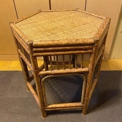 ラタン　テーブル　サイドテーブル　花台　美品