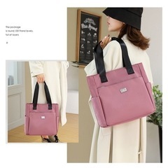 新品 カキ色 男女共通 ナイロン撥水加工トート肩掛けバッグの画像