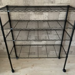 ルミナス ノワール 黒 (幅110cm 奥行40cm 4段)