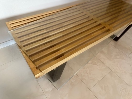 ネルソンベンチガラス天板付テーブル