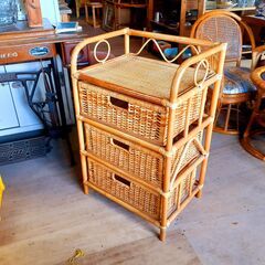 ラタンチェスト 3段 ランドリーラック ランドリー収納 籐家具 たんす