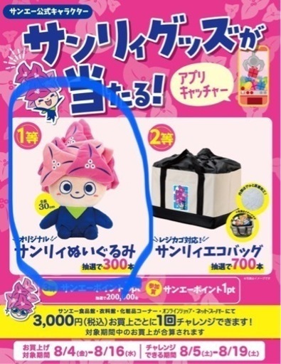 サンエー公式キャラクター『サンリィちゃん』のぬいぐるみを譲って