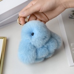 新品高8cm ミニ長耳ウサギちゃん ハンドメイドバッグチャーム ファーチャームの画像