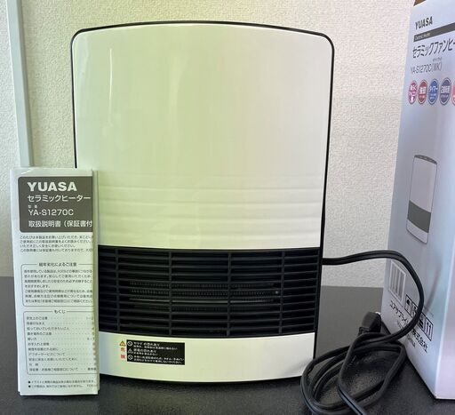■セラミックファンヒーター ■YUASA / YA-S1270C ■ホワイトブラック ■付属品 / 説明書 ■2021年から計30日程度使用 美品中古