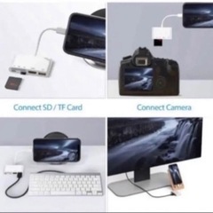 s51 ☆iPhone用 HDMI/USB/TF/SD/変換アダプター 設定不要の画像