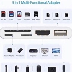 s51 ☆iPhone用 HDMI/USB/TF/SD/変換アダプター 設定不要の画像