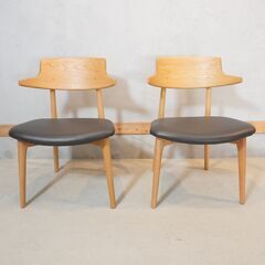 Tsukuba Sansho(筑波産商)のオーク材 ボニー Gセミアームチェア 2脚セットです。シンプルなデザインと天然木のナチュラルな質感は北欧スタイルなどにおススメのダイニングチェア♪DH313の画像