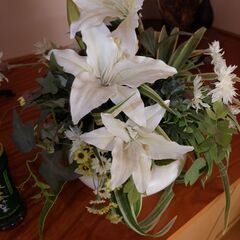 造花 フラワーアレンジメント インテリア 飾り 玄関 百合 ユリ / LIVING TALK リビングトーク ARURU TFL008 Lサイズ 陶器の鉢の画像