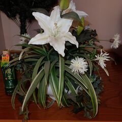 造花 フラワーアレンジメント インテリア 飾り 玄関 百合 ユリ / LIVING TALK リビングトーク ARURU TFL008 Lサイズ 陶器の鉢の画像