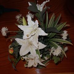 造花 フラワーアレンジメント インテリア 飾り 玄関 百合 ユリ / LIVING TALK リビングトーク ARURU TFL008 Lサイズ 陶器の鉢の画像