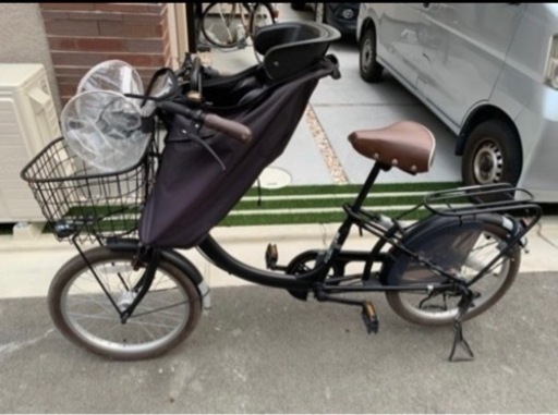子供乗せ自転車(前チャイルドシート、レインカバー付き) (さきぃ