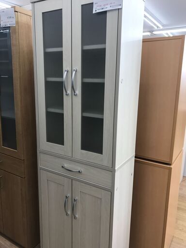 ★ジモティ割あり★  食器棚 アイボリー H182×W58×D29 クリーニング済み KJ2627