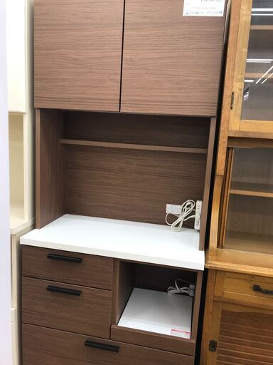 ★ジモティ割あり★  食器棚 ダークブラウン H194×W80×D43 クリーニング済み KJ2630