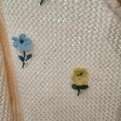 ★新品【サマンサモスモス】カーディガン   綿ニット   かぎ針花刺繍  編み  フリーサイズ  北九州店舗店頭販売のみの画像